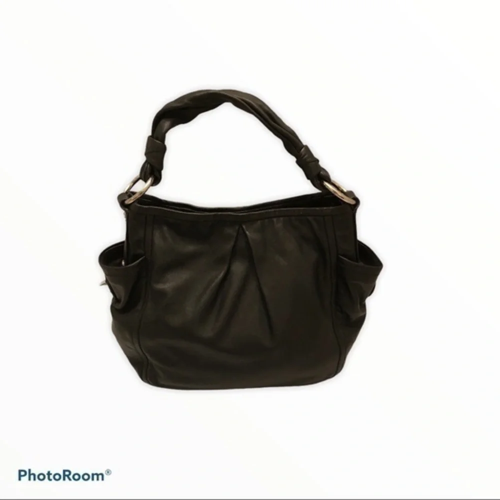 Coach black leather Parker hobo pleaded bag